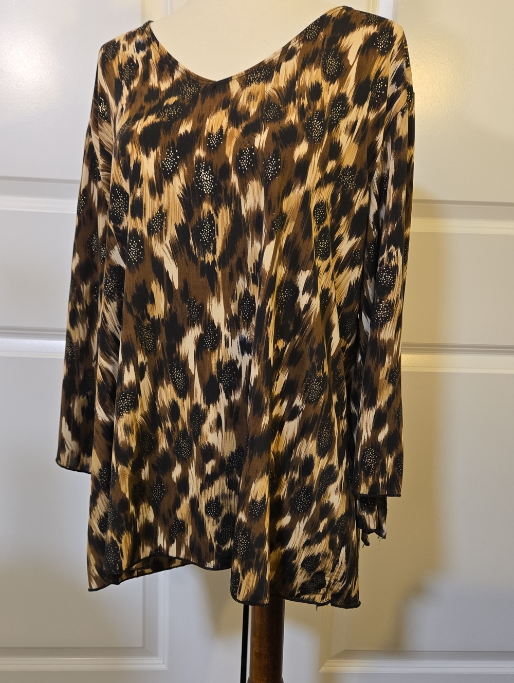 Brittany Black Brown Black Cream Animal Print Blouse